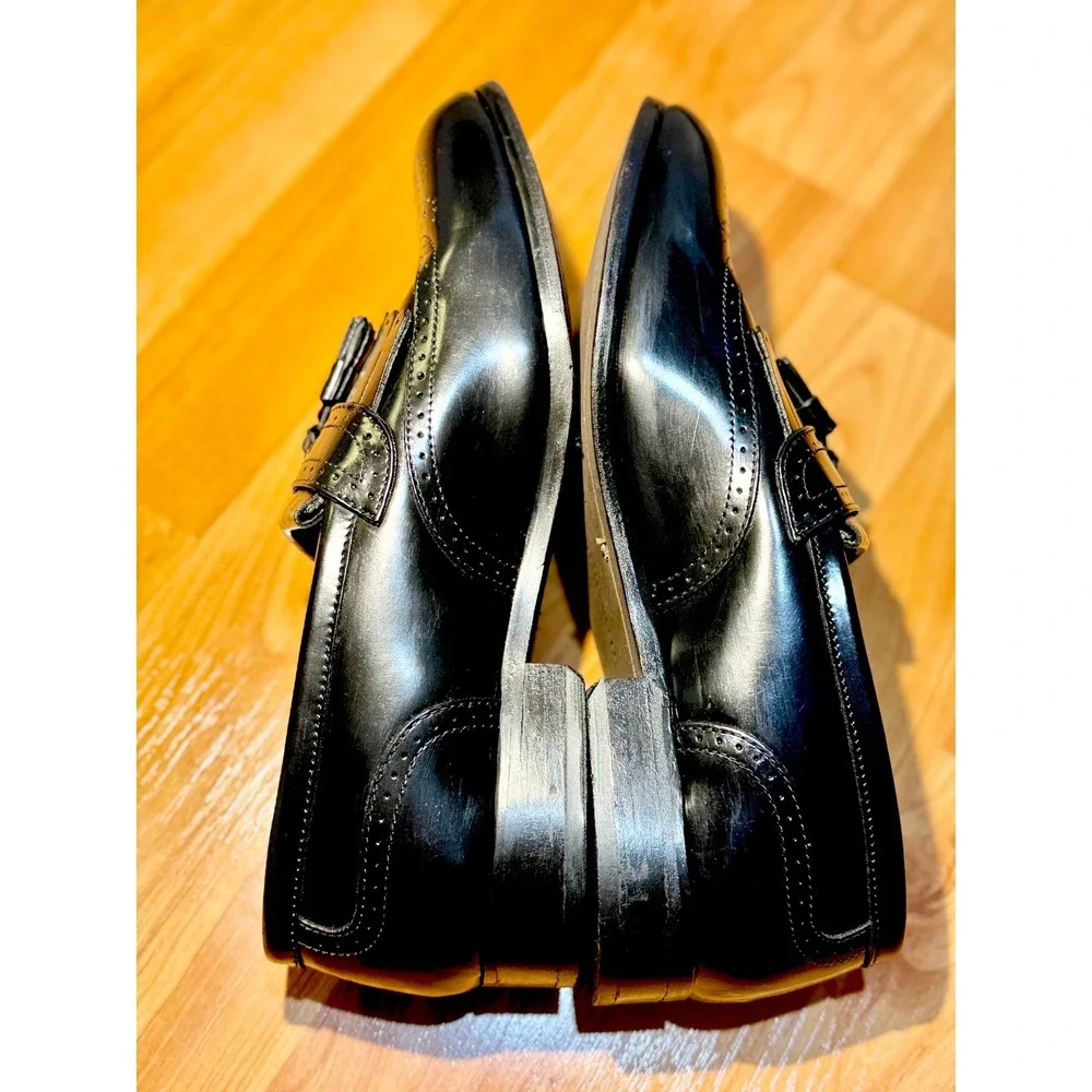 Florsheim Mens‎ 9D Black Leather Wingtip Kiltie Tassel Loafers  ~ Sanitized